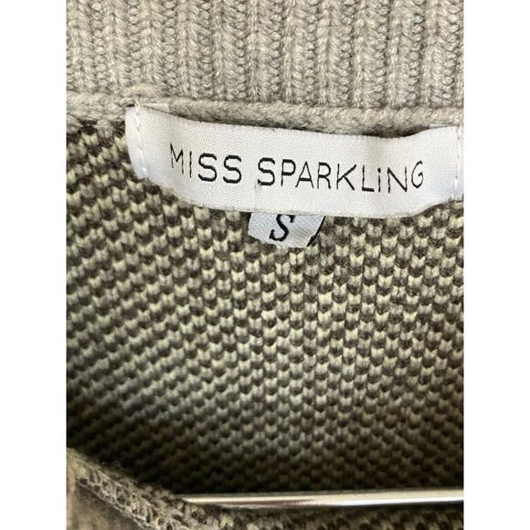 Miss Sparkling Graphic Smiley Face Distressed Hem Sweater Women’s Small Gray - Picture 3 of 8